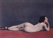 Felix Vallotton Reclining Nude on a Red Carpet